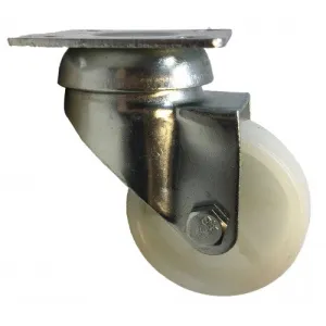 50mm Swivel Castor with Plate White Polypropylene Wheel Plain Bore 50kg