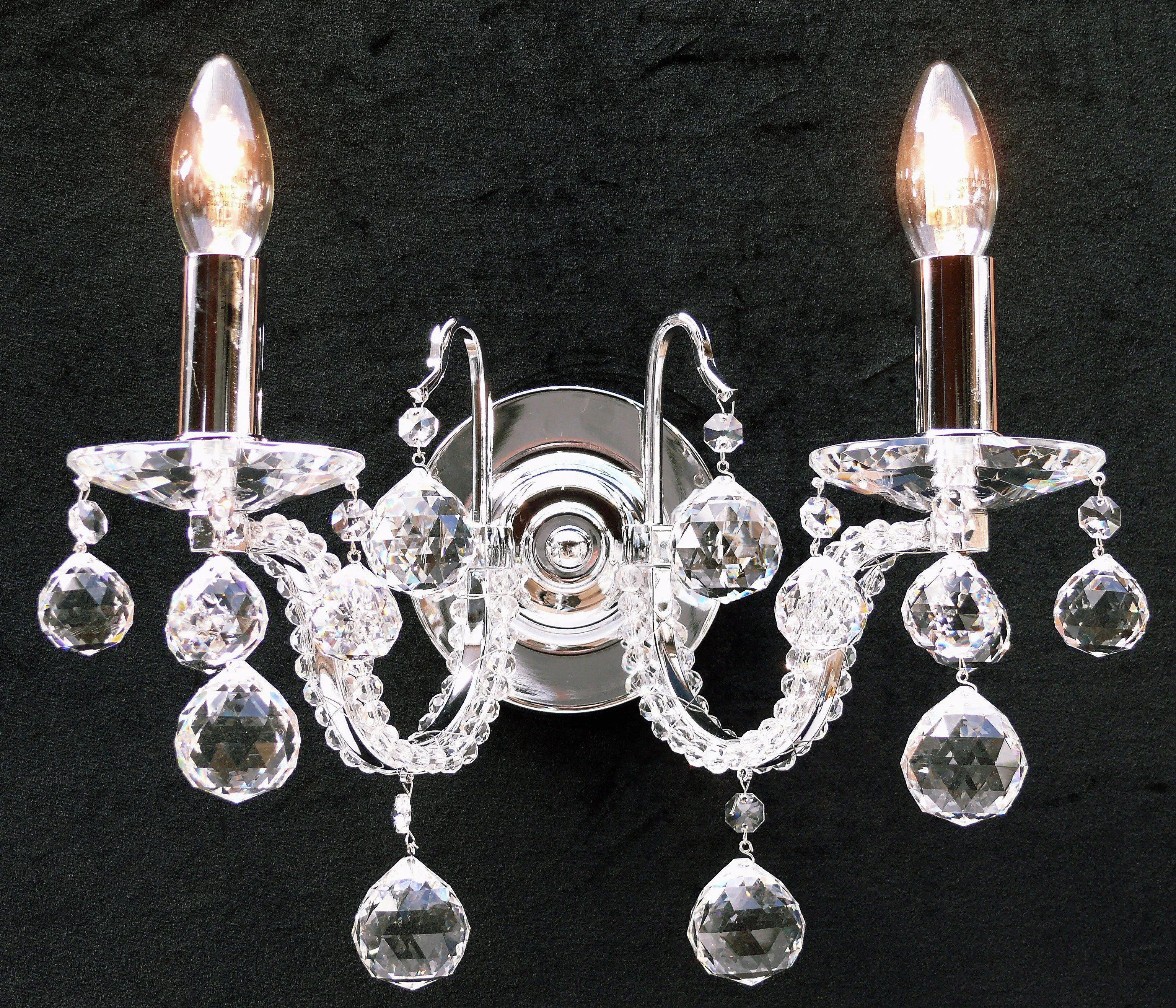 600/2 Mozart Crystal Balls Wall Light Polished Chrome