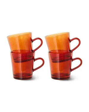 70s Glassware: Coffee Cups Amber Brown (Set of 4)