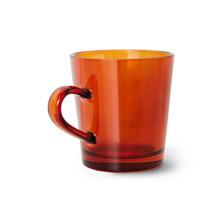 70s Glassware: Coffee Cups Amber Brown (Set of 4)
