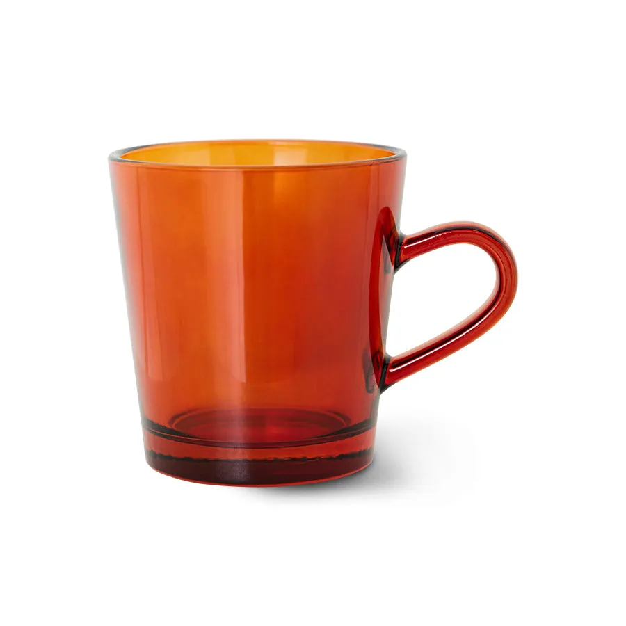 70s Glassware: Coffee Cups Amber Brown (Set of 4)