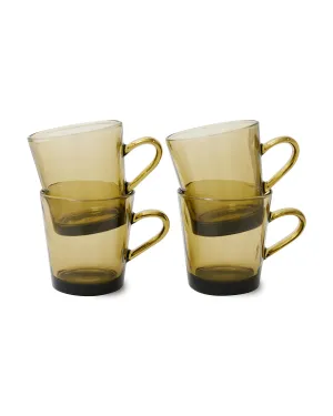70s Glassware: Coffee Cups Mud Brown (Set of 4)