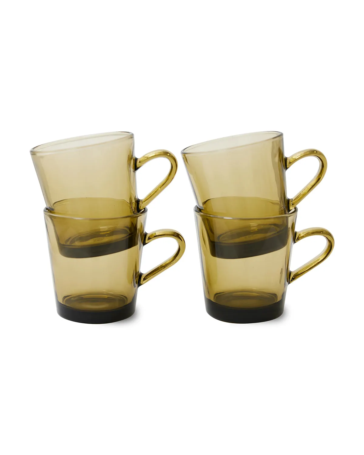 70s Glassware: Coffee Cups Mud Brown (Set of 4)