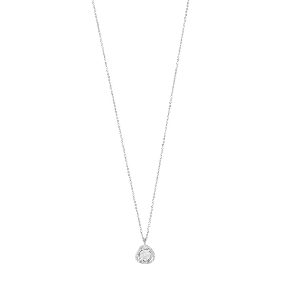 Ace Cubic Zirconia Pendant Necklace | Silver Plated