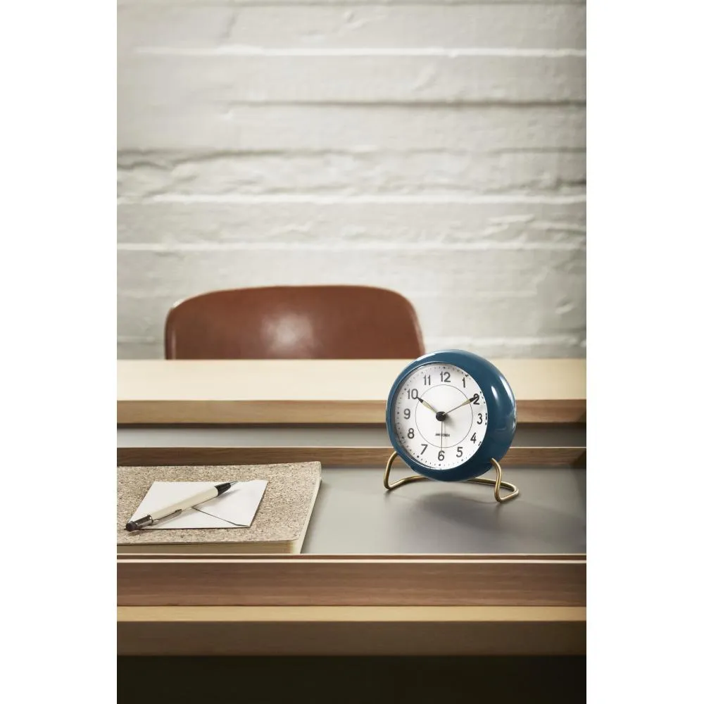 Arne Jacobsen Station Table Clock With Alarm, Petrol