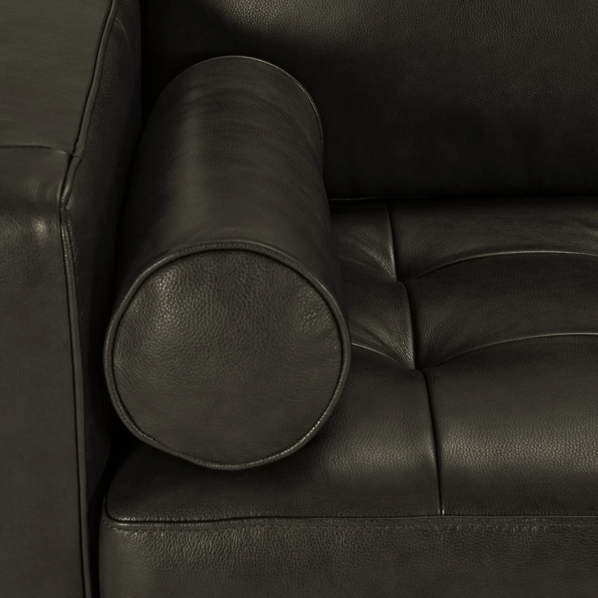 Bari Leather Loveseat - Charcoal