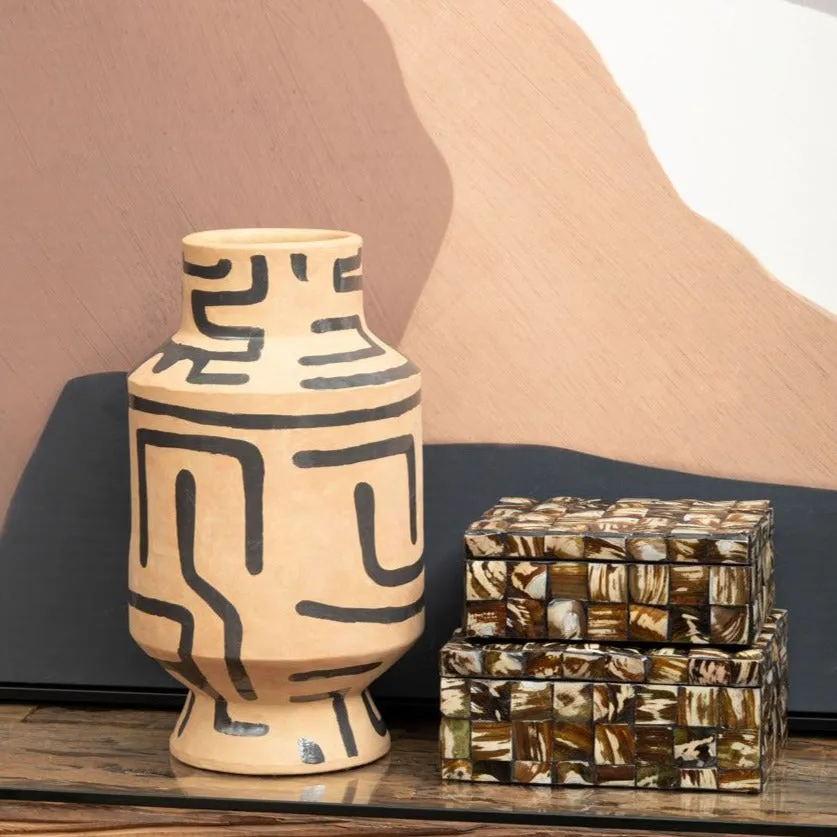 Barren Earthenware Vase | Sand/Black