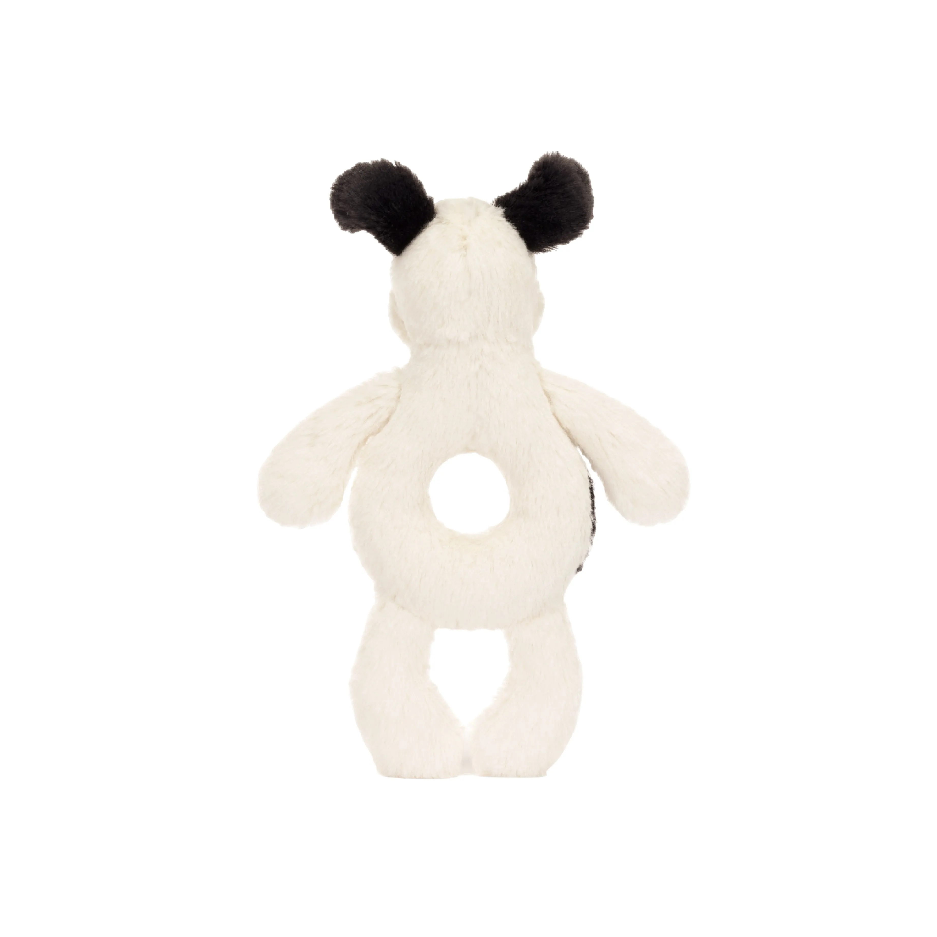 Bashful Black & Cream Puppy Ring Rattle | Baby Jellycat