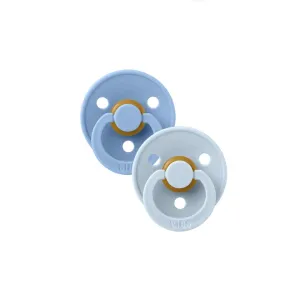 BIBS Colour Latex Pacifiers - Sky Blue/Baby Blue - 2 Pack
