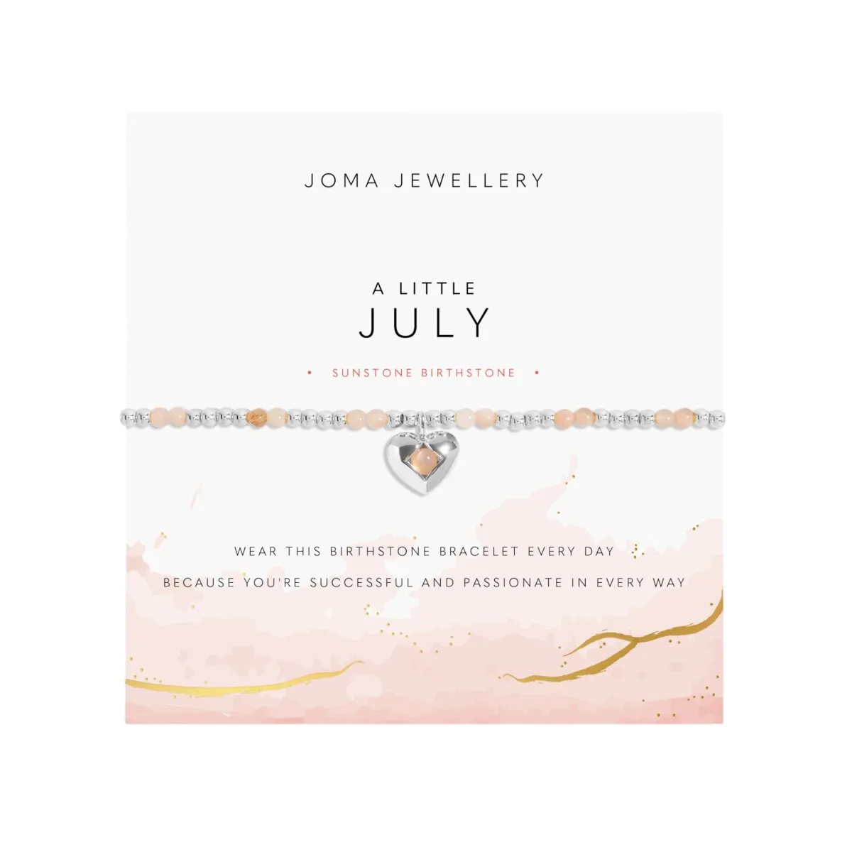 Birthstone A Little 'July' Sunstone Bracelet | Silver Plated