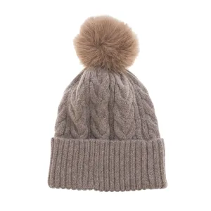 Cable Knit Hat Pom Pom Hat | Cappuccino Beige