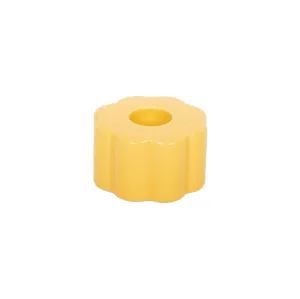 Ceramic Retro Flower Candle Holder | Yellow
