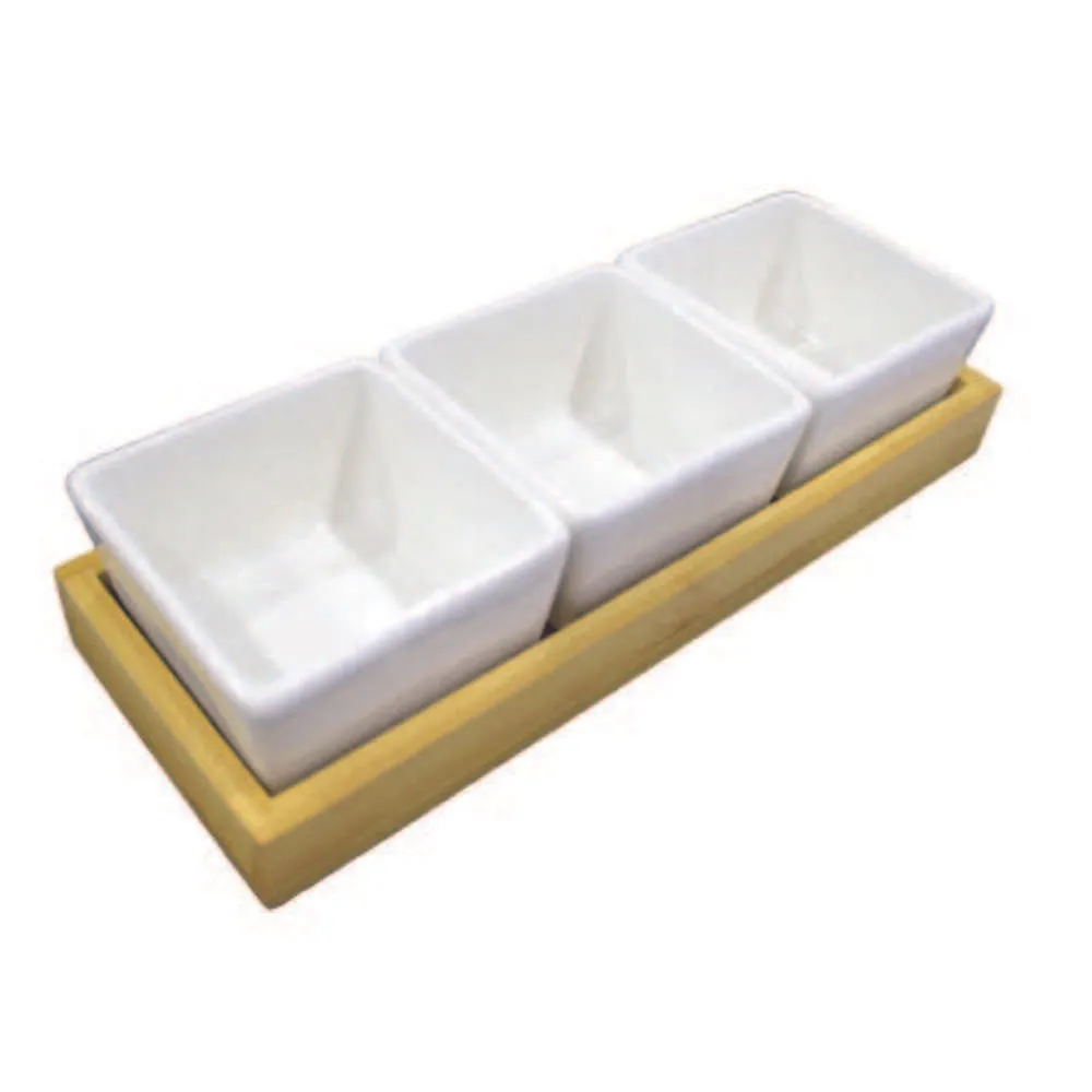 Ceramic Square Dish with Base 3pc