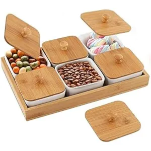 Ceramic Square Dish with Lid & Base 6pc