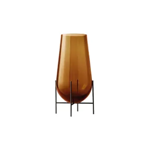 chasse Hurricane Vase | Bronzed Brass & Amber | Small
