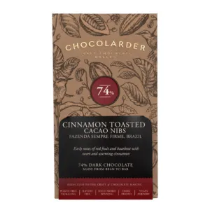 Cinnamon Toasted Nibbed Cacao 74% Dark Chocolate Bar