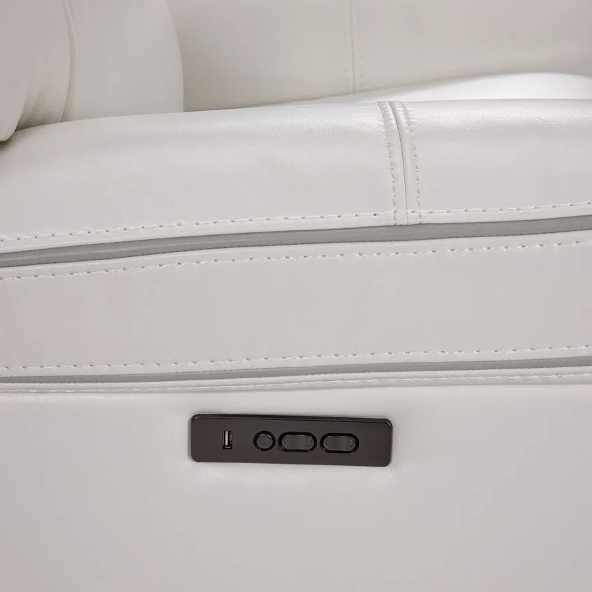 Cosmic Dual Power Reclining Sofa with Drop Down Table - White