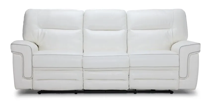 Cosmic Dual Power Reclining Sofa with Drop Down Table - White