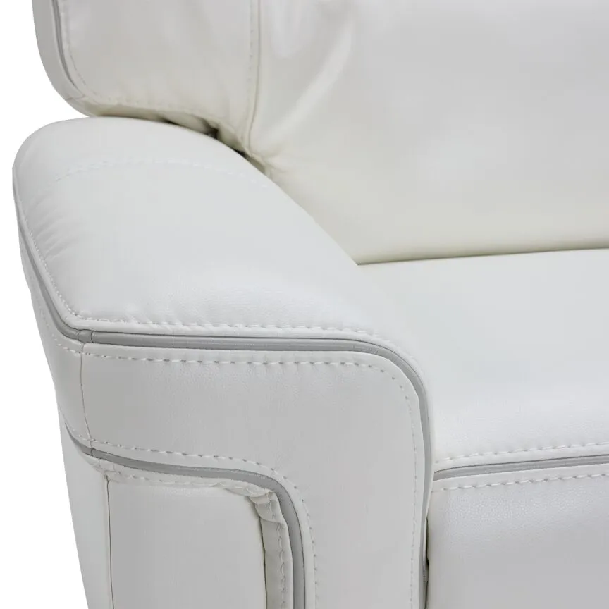 Cosmic Dual Power Reclining Sofa with Drop Down Table - White