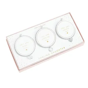 'Darling Daughter' Celebration Bracelet Set | Silver Plated | 3 Piece