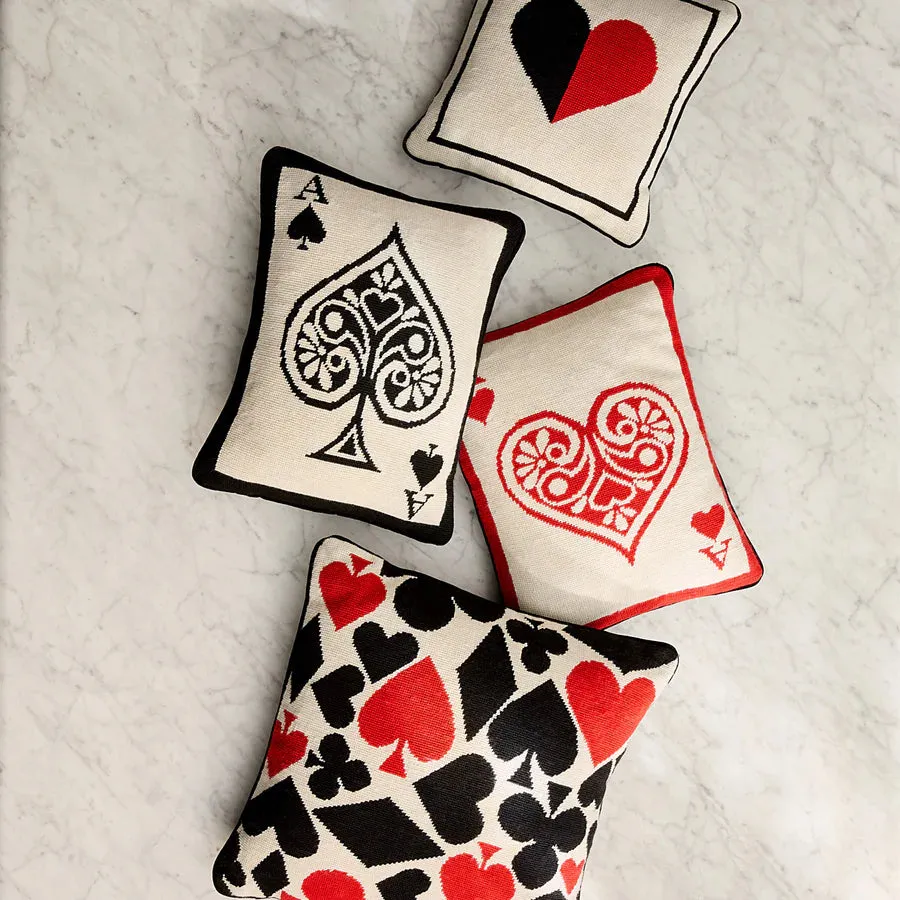 Dealer's Choice 'Ace of Hearts' Needlepoint Cushion | 30x40cm
