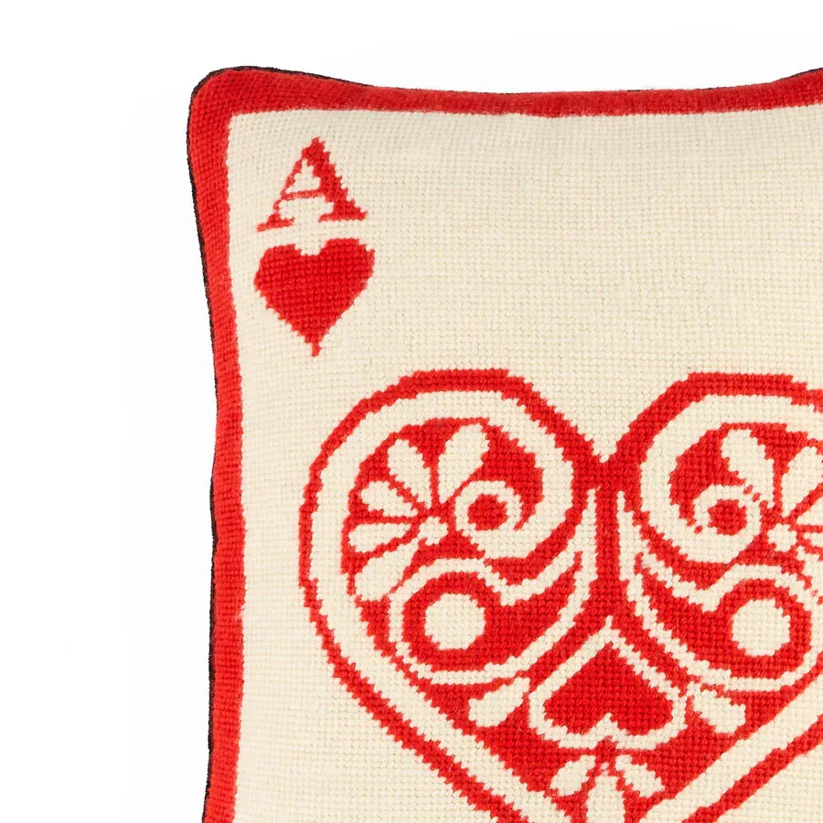 Dealer's Choice 'Ace of Hearts' Needlepoint Cushion | 30x40cm