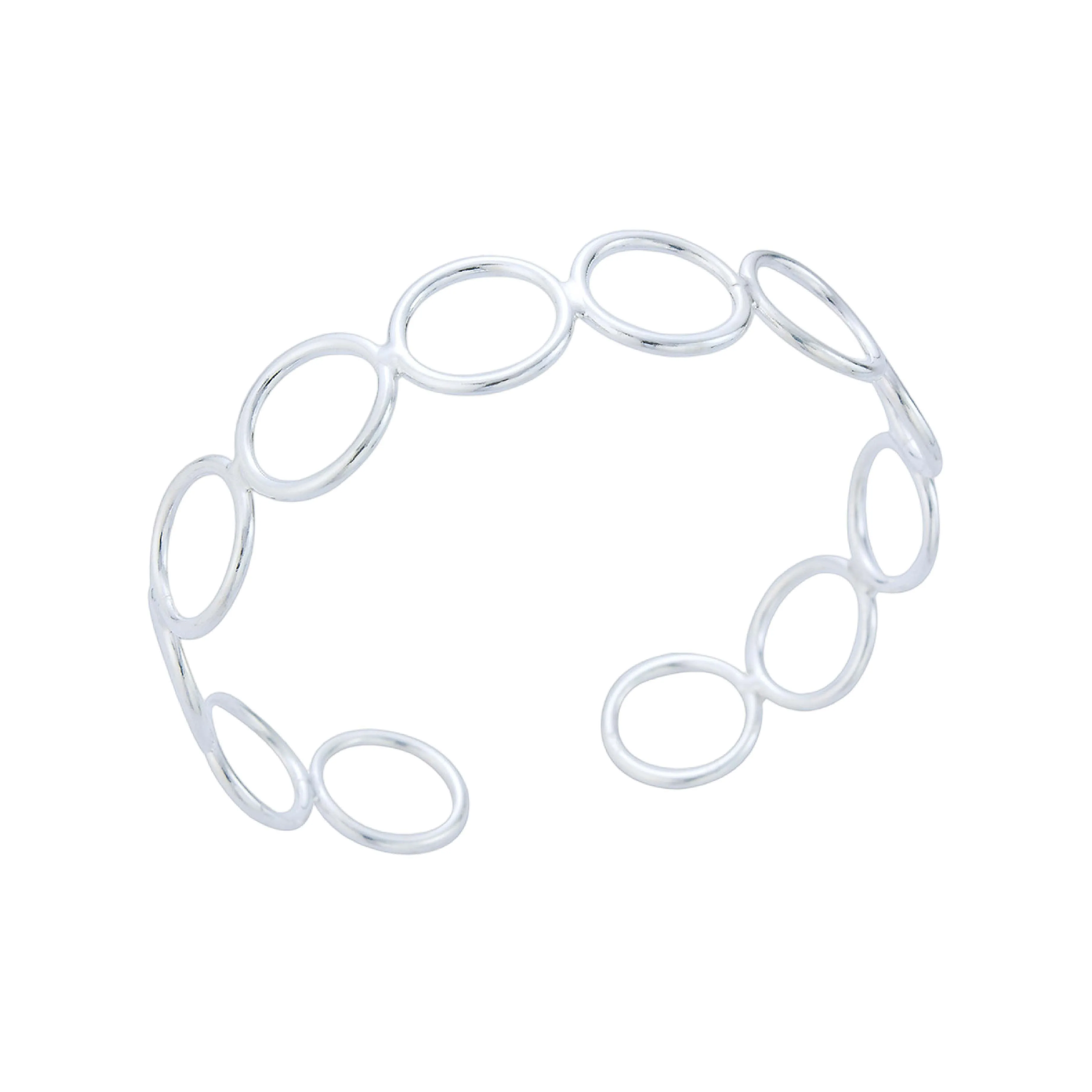 Delphine Circle Cuff Bangle | Silver Plated