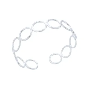 Delphine Circle Cuff Bangle | Silver Plated