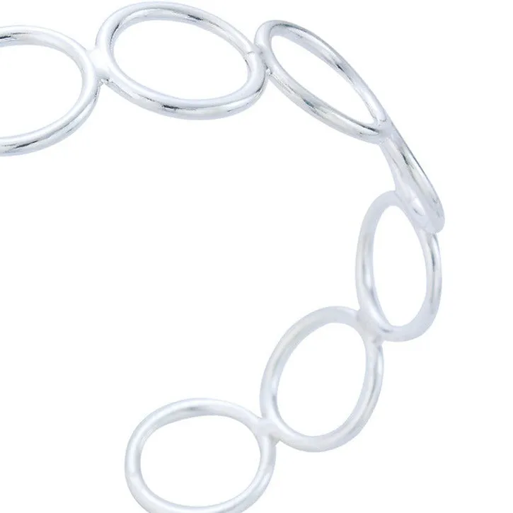 Delphine Circle Cuff Bangle | Silver Plated