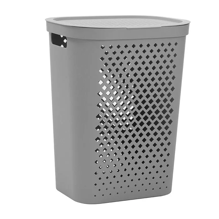 Diamond Laundry Hamper w/ Lid, 56L, Asstd