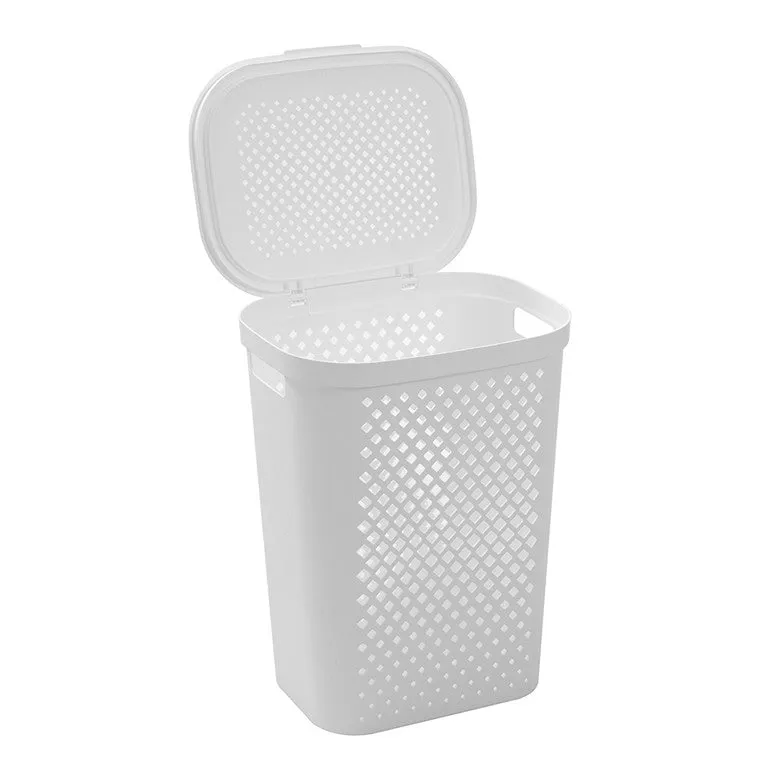 Diamond Laundry Hamper w/ Lid, 56L, Asstd