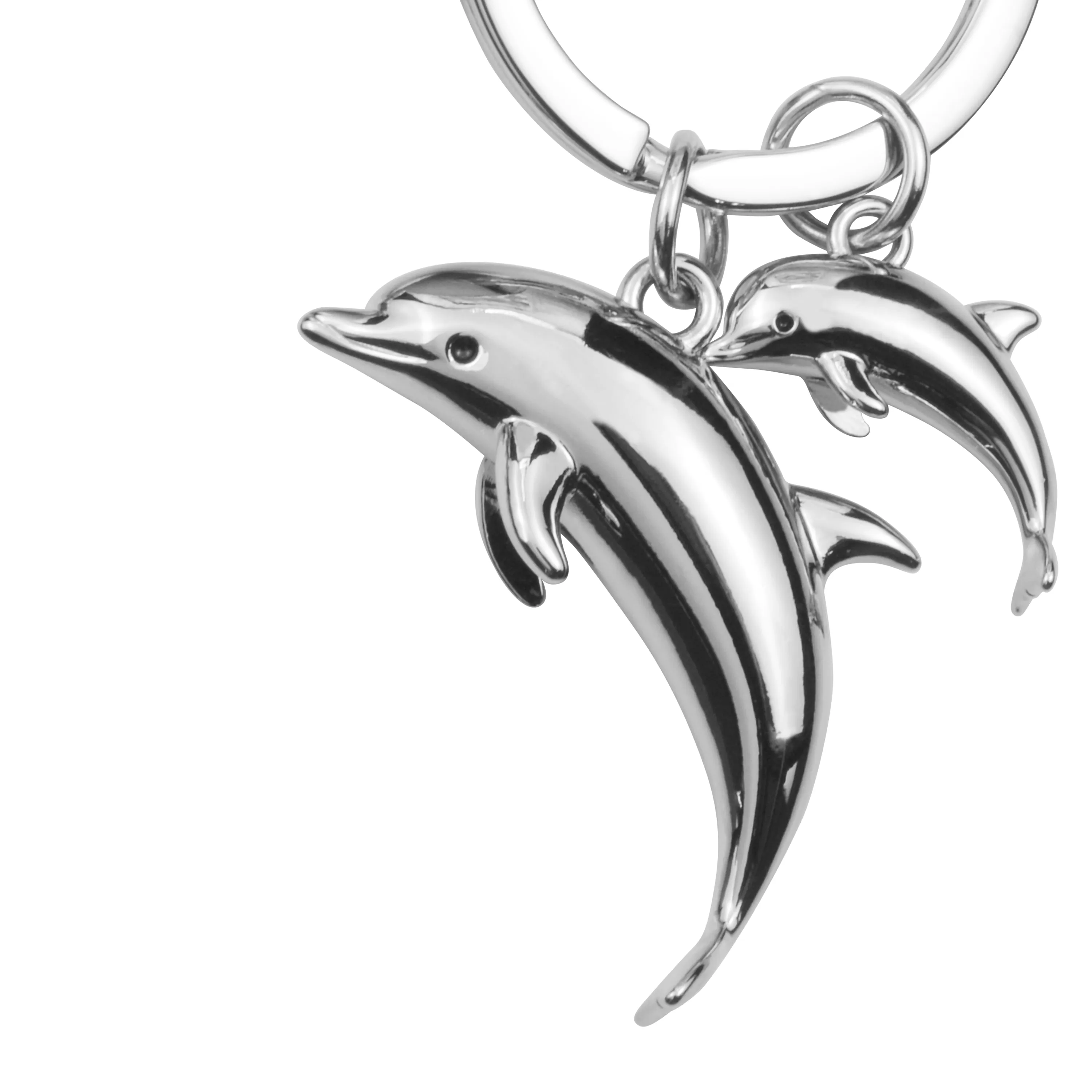 Dolphin & Baby Keyring | Silver