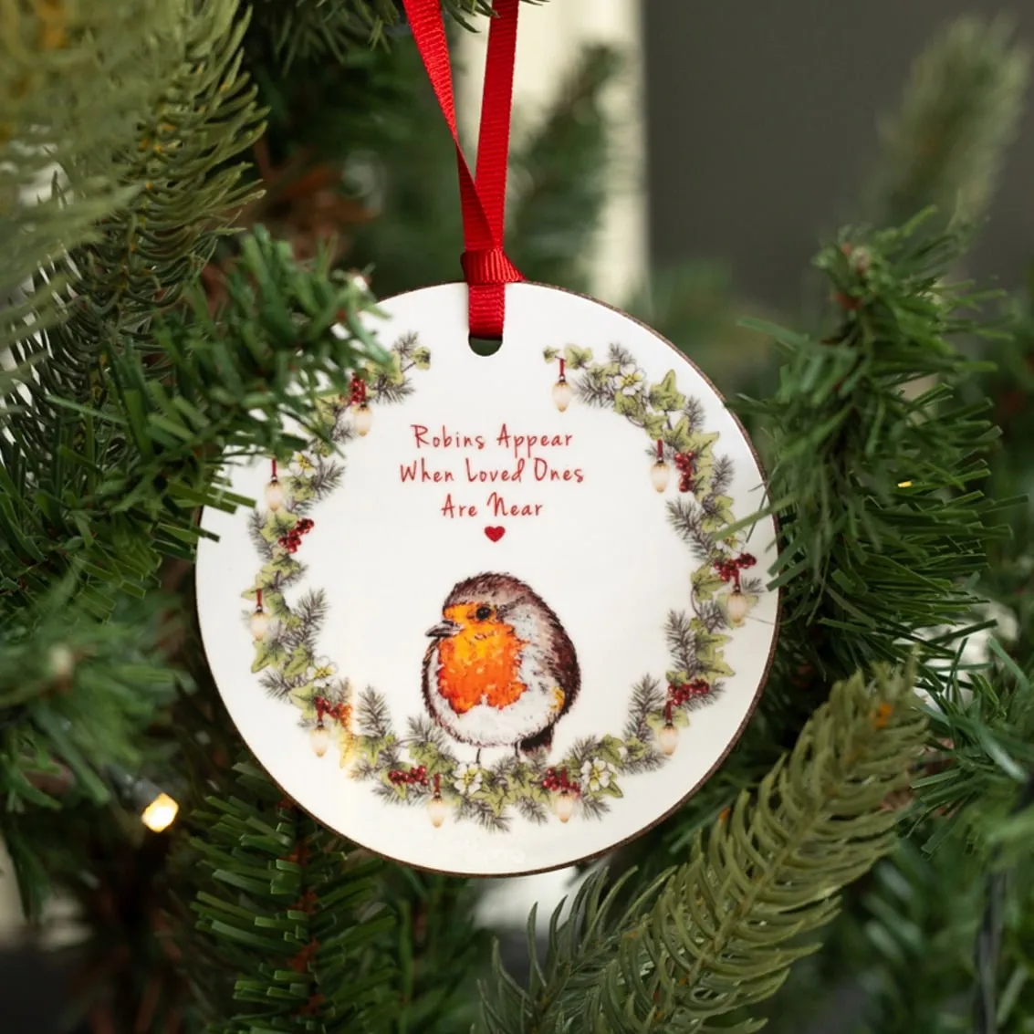 Double Sided When Robins Appear Christmas Tree Decoration | Wood