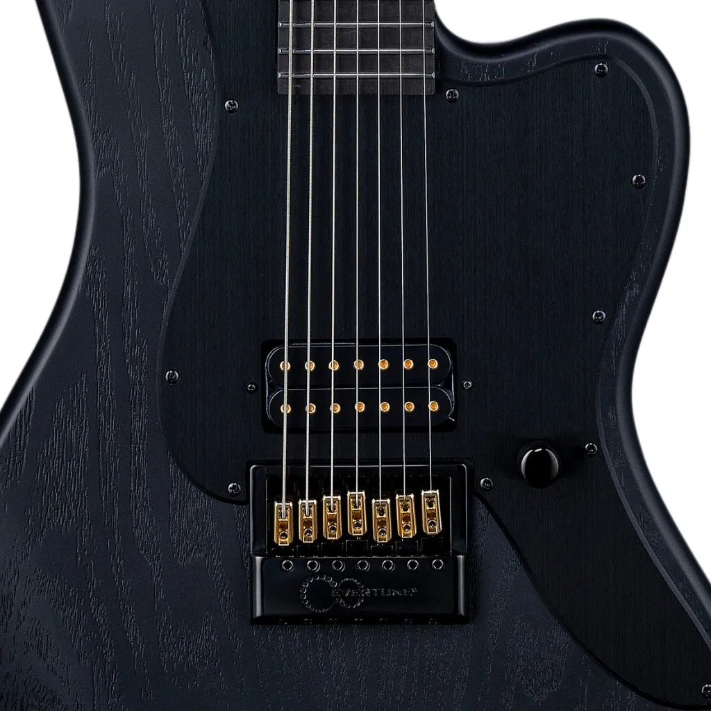 ESP LTD Alex Wade AW-XJ7B Baritone Evertune Open Grain Electric Guitar - Black Satin