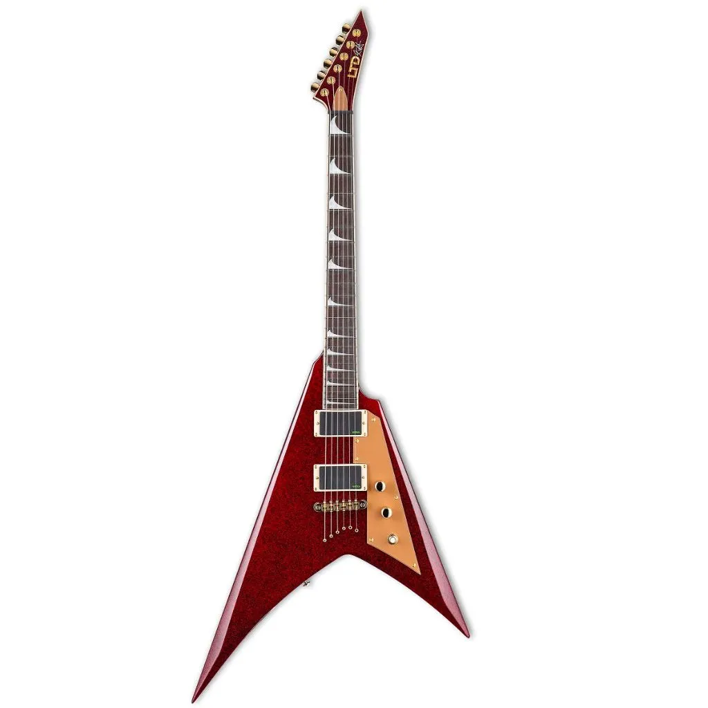 ESP LTD Kirk Hammett Signature V Electric Guitar- Red Sparkle - LKH-VRSP