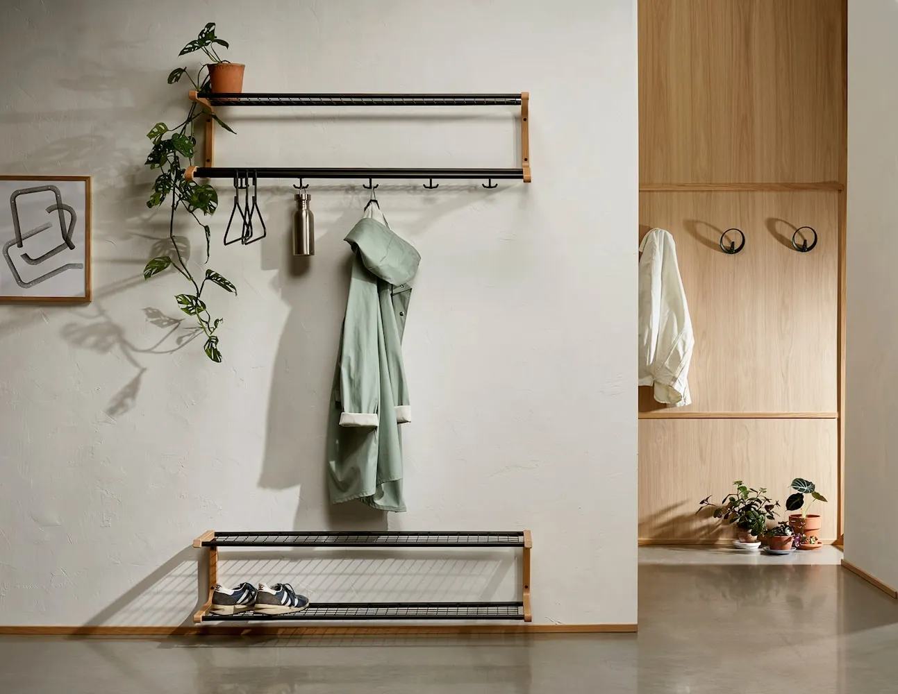 Essem Design Anna Shoe Rack Beech 100 Cm, Grey