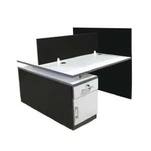 Euro 2 Way Workstation Partition & Fixed Pedestal Black