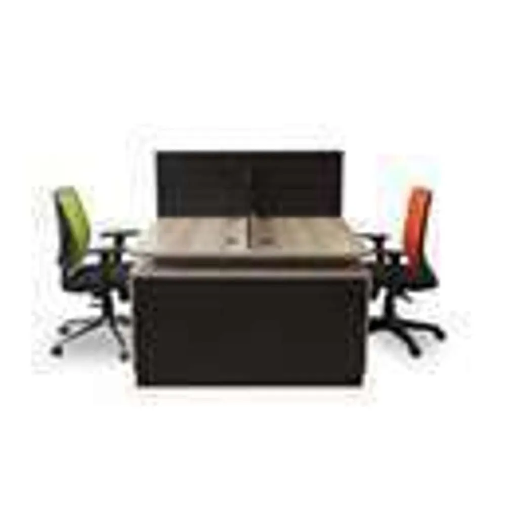Euro 2 Way Workstation Partition & Fixed Pedestal Black