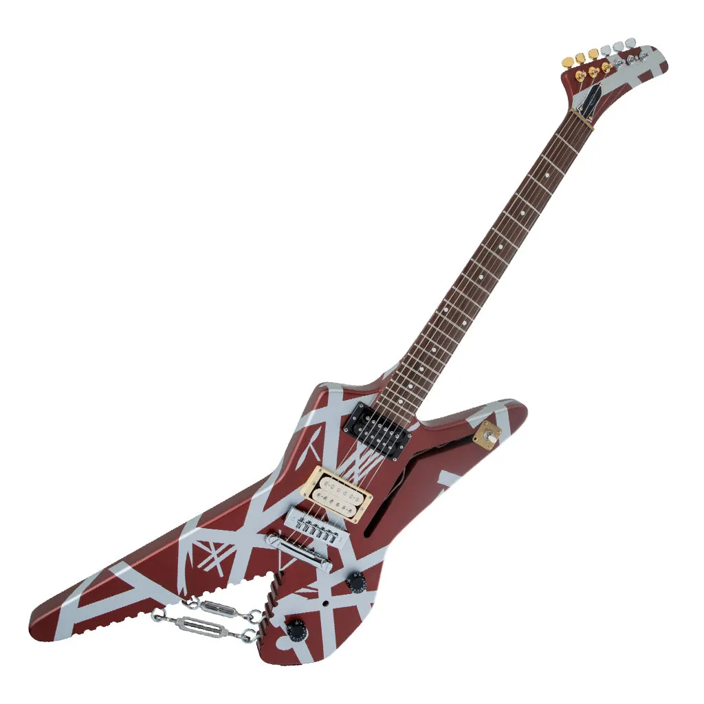 EVH Striped Series Shark Burgundy with Silver Stripes