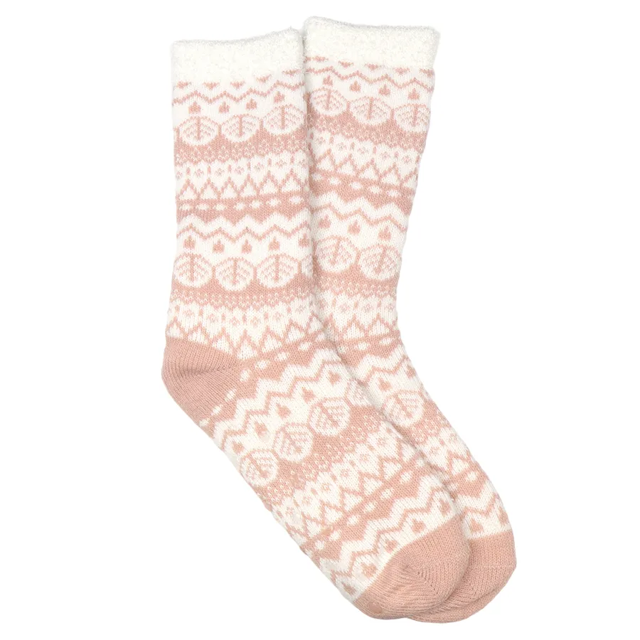 Fairisle Slipper Socks | Pastel Pink