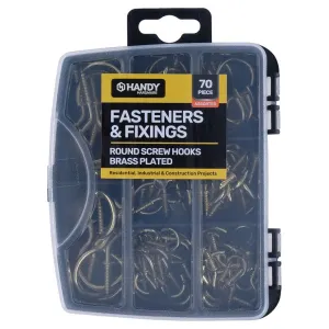Fasteners & Fixings, Round Screw Hooks, 70pc