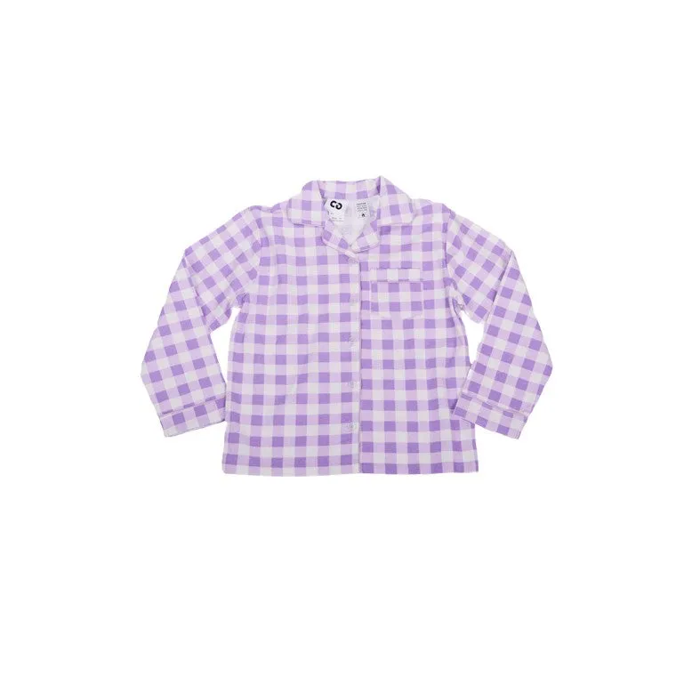 Flannel PJ Set, Lavender Gingham, Size 16