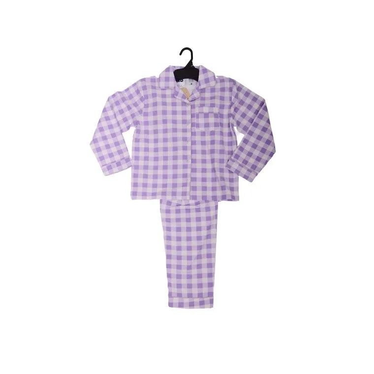Flannel PJ Set, Lavender Gingham, Size 16