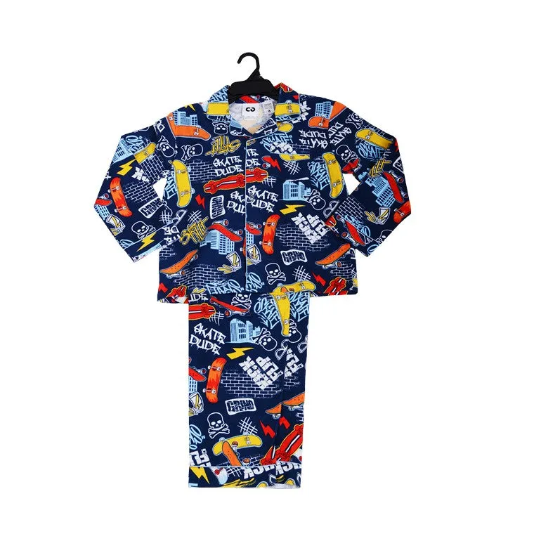 Flannel PJ Set, Skater, Size 14