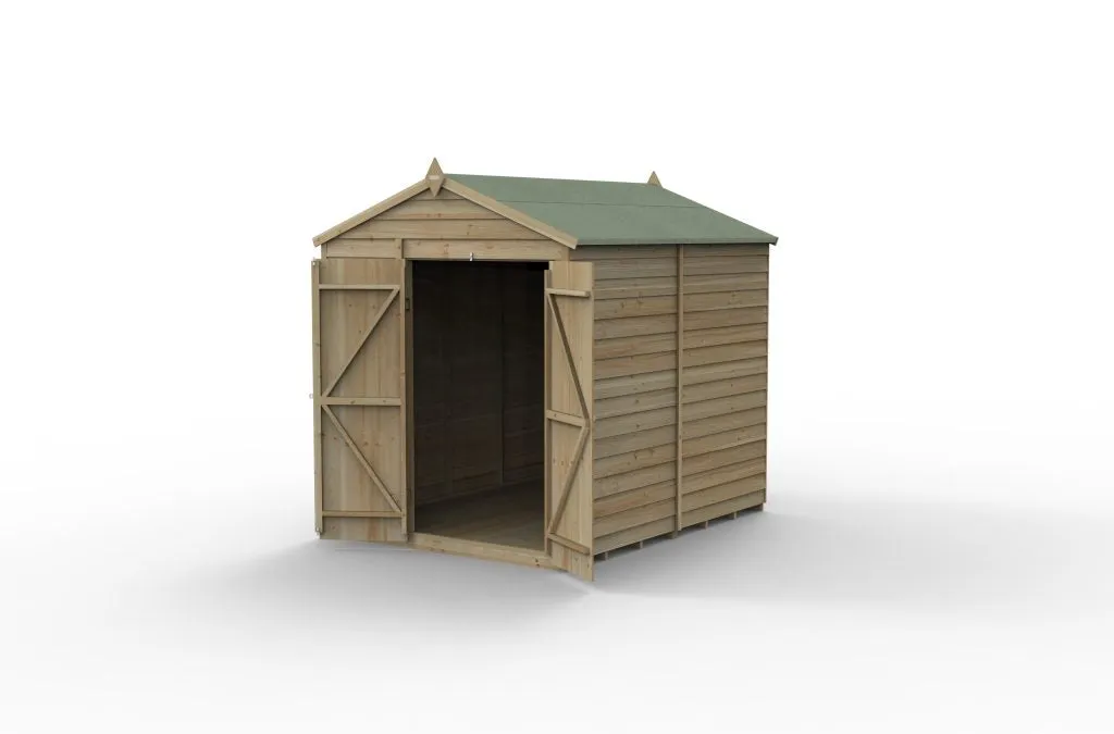 Forest Garden 4life Apex Shed 6x8 with Double Door and No Windows