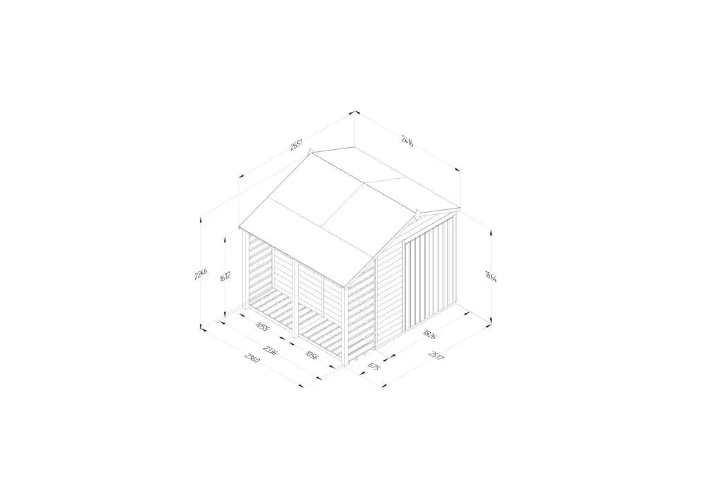Forest Garden 4life Apex Shed 6x8 with Lean-To, Double Door and 2 Windows