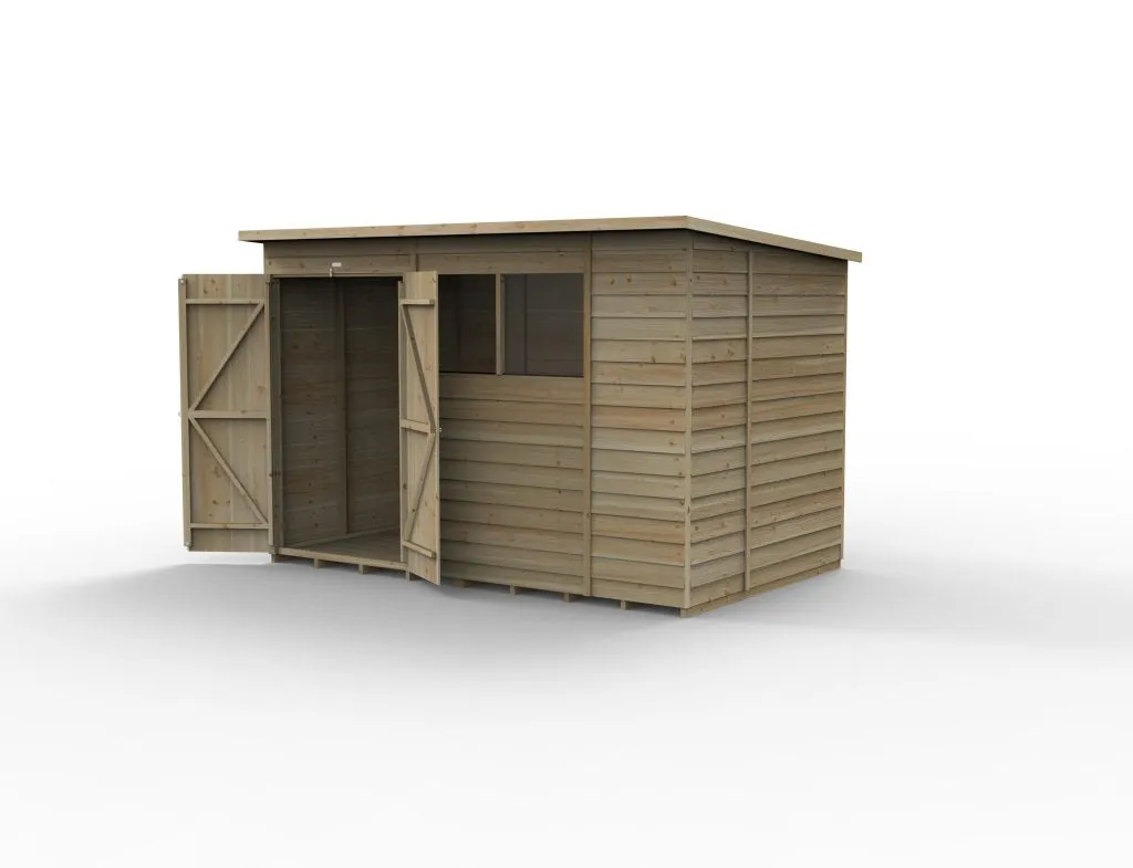 Forest Garden 4life Pent Shed 10x6 with 2 Windows and Double Door