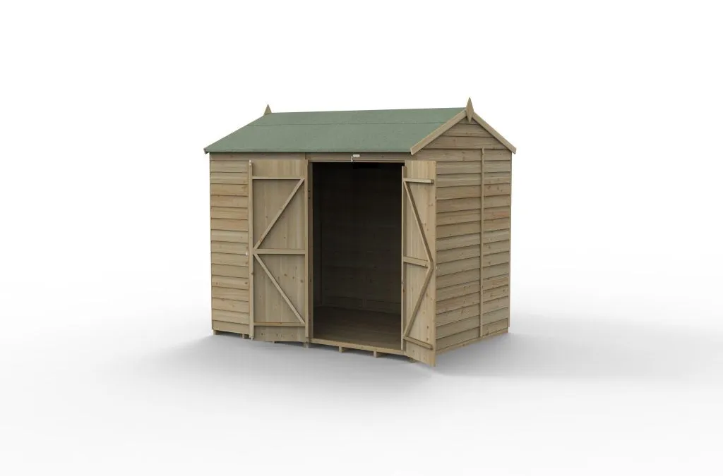 Forest Garden 4life Reverse Apex Shed 8x6 with Double Door and No Windows