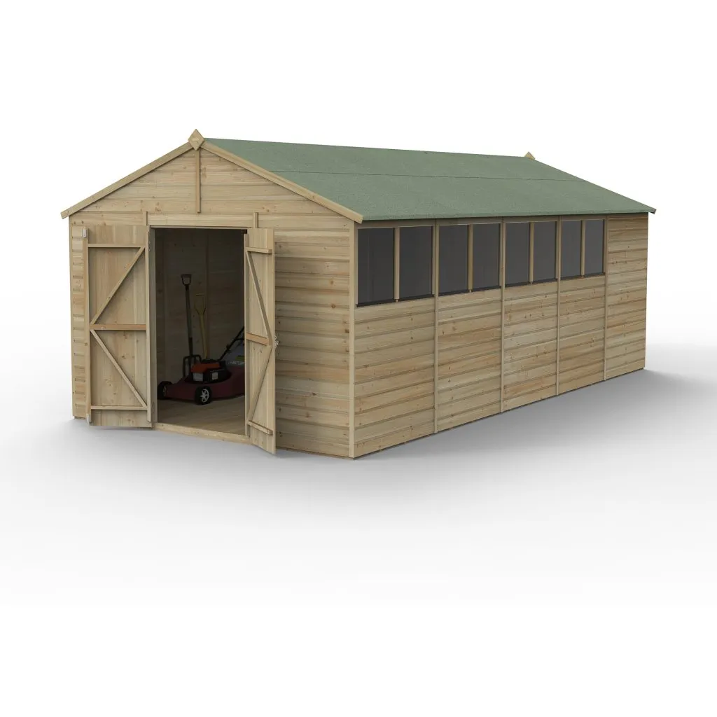 Forest Garden Beckwood 10x20 Apex Shed with 8 Windows and Double Door
