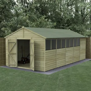 Forest Garden Beckwood 10x20 Apex Shed with 8 Windows and Double Door